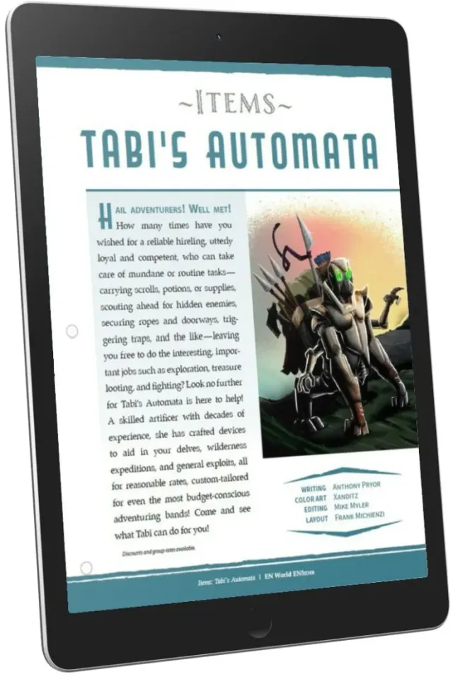 EN Publishing Tabis Automata urverk pdf D&D 5e hyra