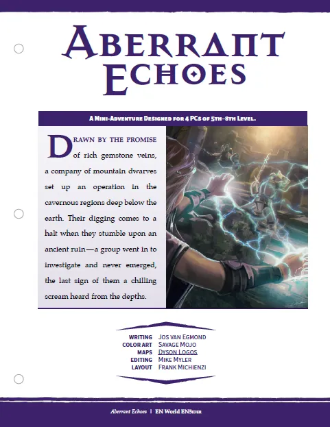 EN Publishing Mini-Adventure Aberrant Echoes äventyr PDF nivå 5–8