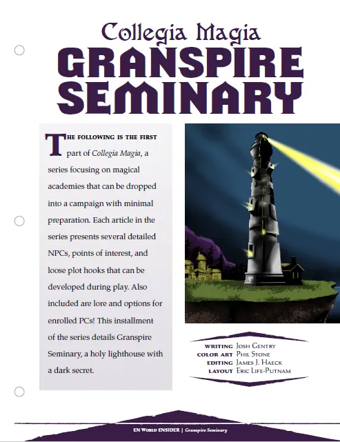 EN Publishing Collegia Magia Granspire Seminary äventyr PDF