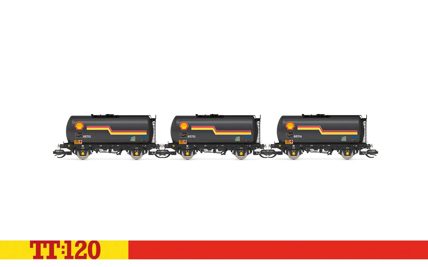 Hornby TT:120 TTA Tanker Shell modellvagn 3-pack svart