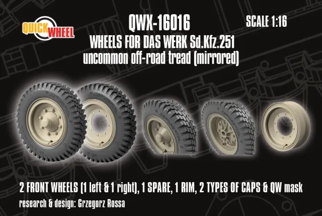 Rossagraph QuickWheel QWX-16016 Sd.Kfz.251 framhjul 1:16 resin