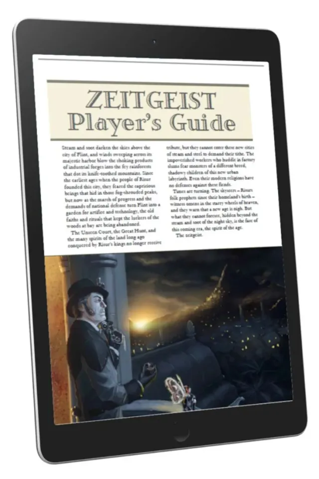 EN Publishing Zeitgeist Players Guide settingbok PDF 67 sidor
