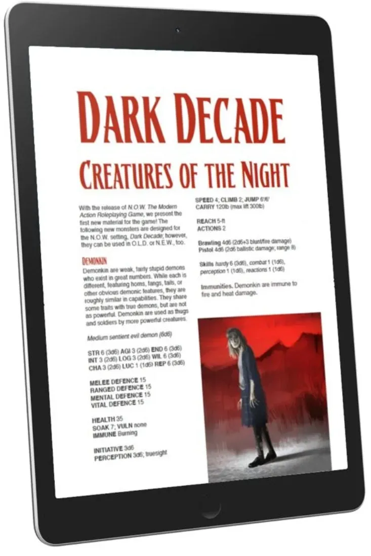 EN Publishing Dark Decade Creatures of the Night rollspel pdf monster