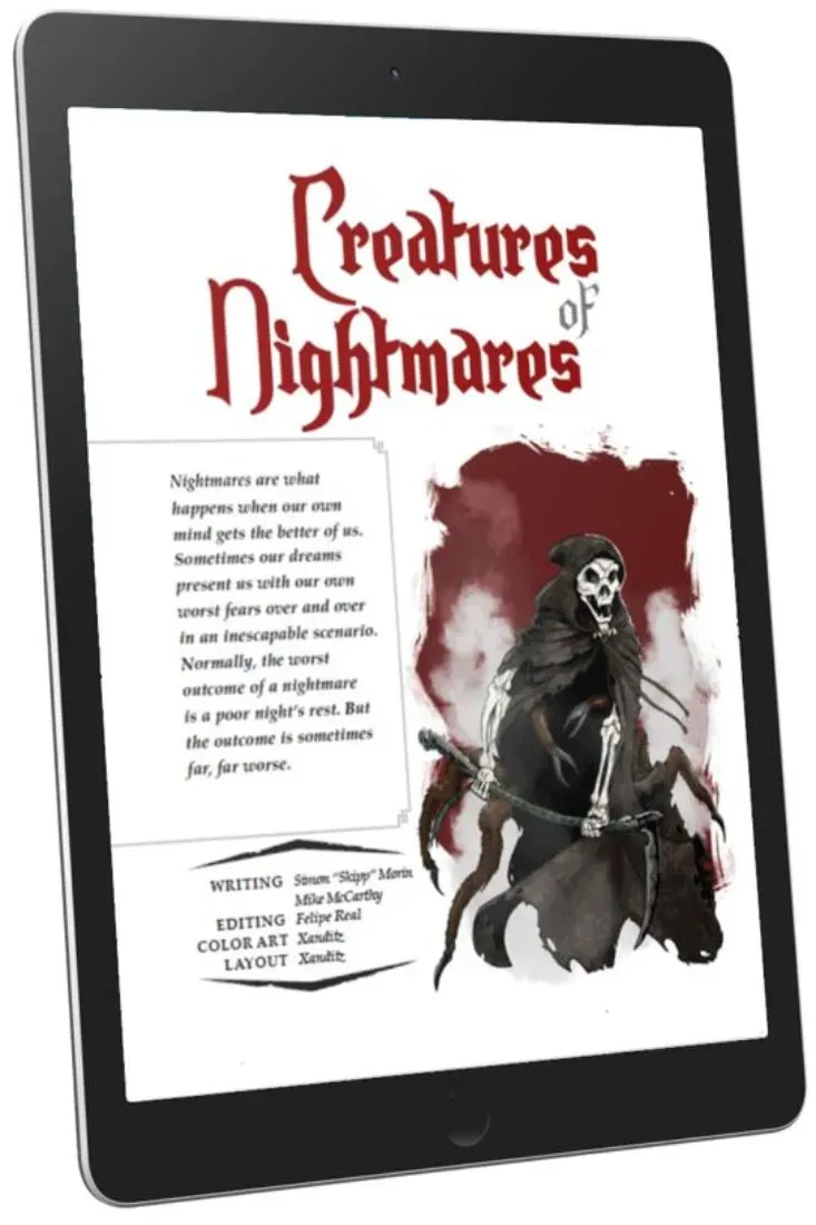 EN Publishing WOIN Creatures of Nightmares rollspel PDF skräck
