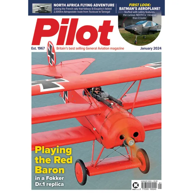 Pilot Magazine januari 2024 tidning Fokker Dr.1 test