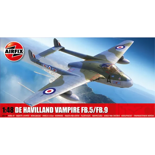 Airfix De Havilland Vampire FB5 FB9 byggsats 1:48 3 dekaler