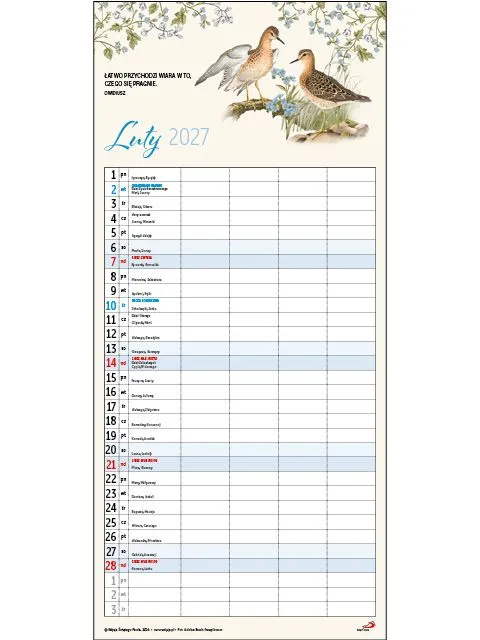 Sharon Rodzinny 2027 väggkalender liten fåglar